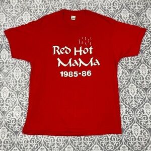 vintage 80's t shirt single stitch graphic red cotton blend made in usa men's xl